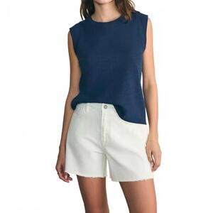 NEW FAHERTY sunwashed slub muscle tank top in navy blazer